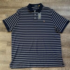 POLO Ralph Lauren Blue Striped Soft Cotton Polo Shirt Men's XL new with defect